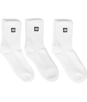 Długie skarpetki PIT BULL HIGH ANKLE  LOGO białe cienkie - 3 pary