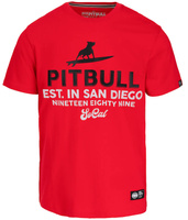 T-shirt PIT BULL SURFING DOG czerwony (fluo red)