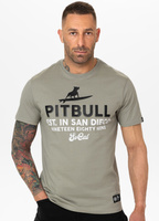 T-shirt PIT BULL SURFING DOG dusty salvia