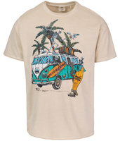 T-shirt PIT BULL Denim Washed RAW EDGE OPEN BEACH jasny beż (ultra light sand)