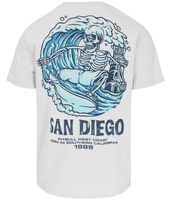 T-shirt PIT BULL SKULL SURF white blue