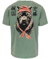 T-shirt PIT BULL Denim Washed BRAVERY oliwkowy (green)