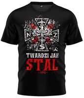 T-shirt TWARDZI JAK STAL czarny