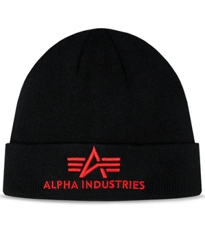 Czapka zimowa ALPHA INDUSTRIES 3D czarno-czerwona 168910 94