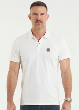 POLO PIT BULL Jersey slim fit SMALL LOGO białe