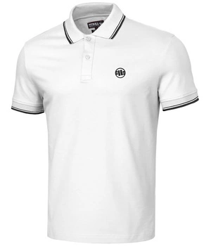POLO PIT BULL regular LOGO STRIPES białe (off white)